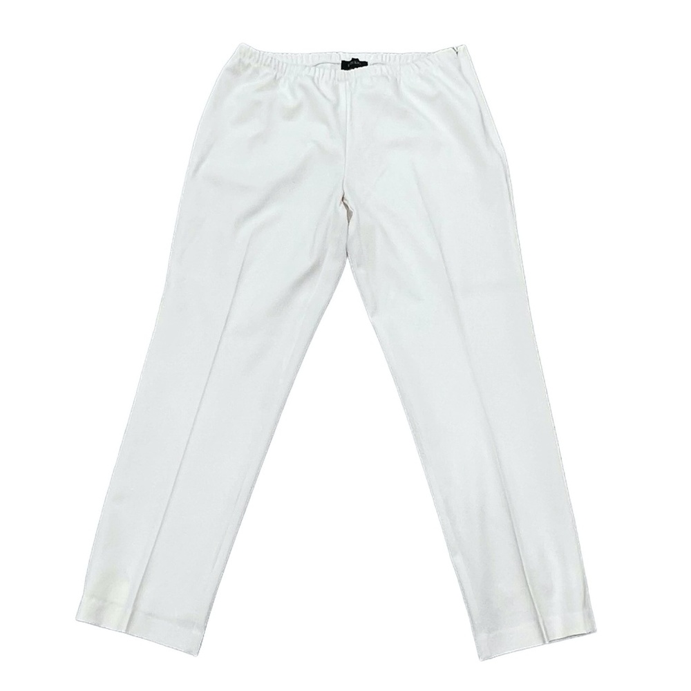 KAREN KANE OFF WHITE SIDE ZIP ELASTIC WAIST LINED ANKLE PANTS